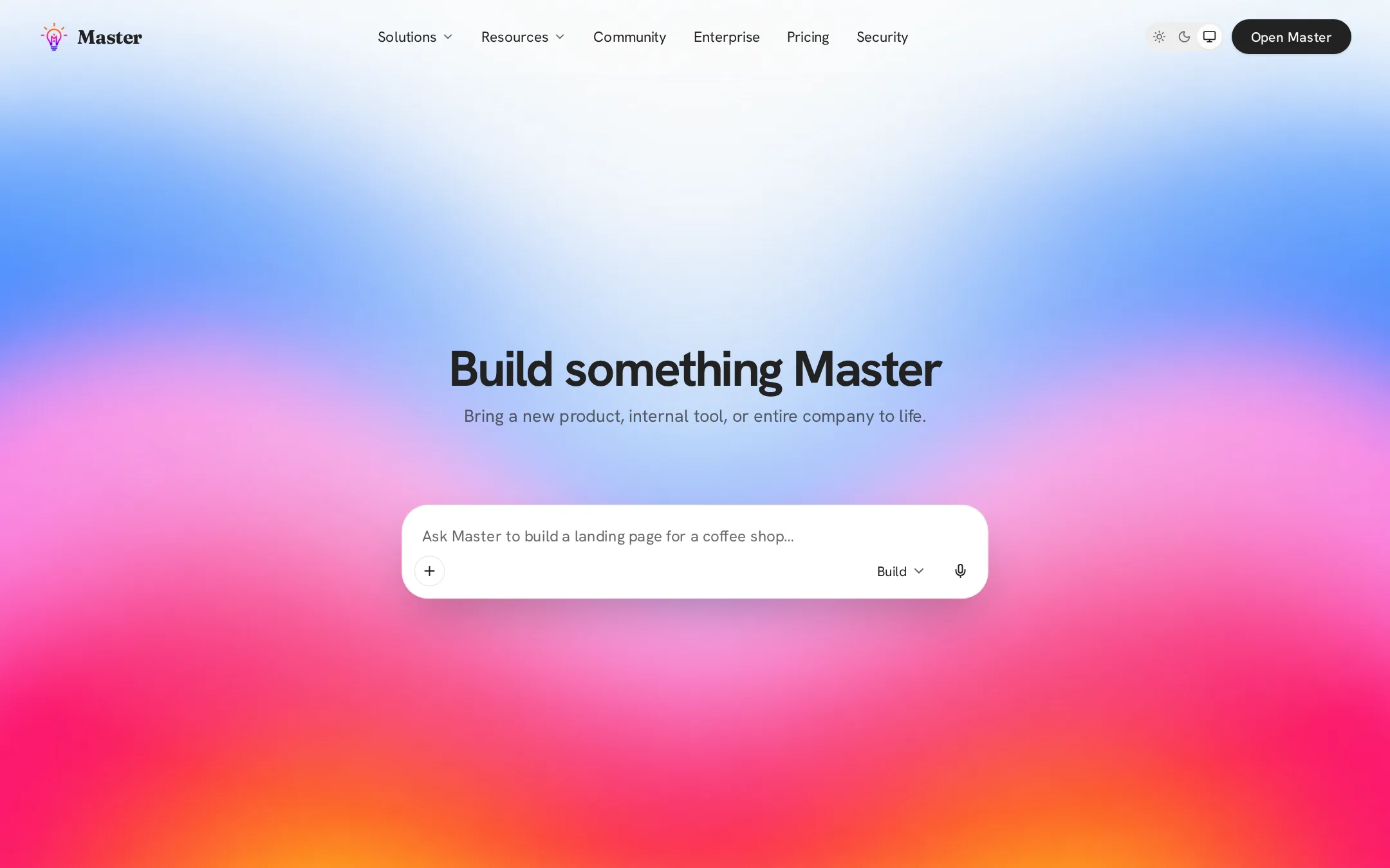 Master home page with the prompt box